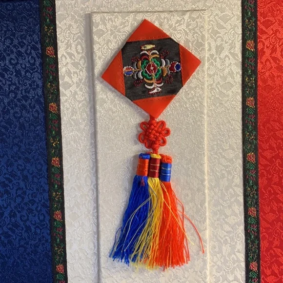 Asian inspired gift box red/white/blue paper lined - Picture 2 of 16